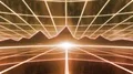 Retro 80s VHS tape video game intro landscape vector arcade wireframe mountains 4k or 4k+ Resolution