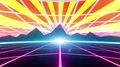Retro 80s VHS tape video game intro landscape vector arcade wireframe mountains 4k or 4k+ Resolution