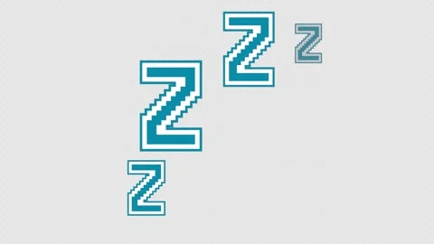 Retro 8Bit Pixel Blue ZZZ Sleep Icon Rising 4K Loop Alpha Stock-Footage 337875877
