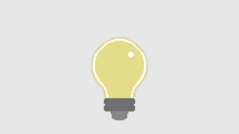 Retro 8Bit Pixel Light Bulb Idea Reaction 4K Loop Alpha Vídeos de archivo 337877580