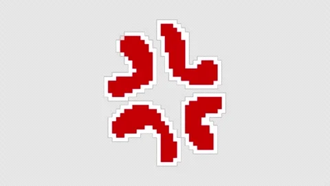 Retro 8Bit Pixel Red Anger Symbol Pulsing 4K Loop Alpha Stock Footage 337875772
