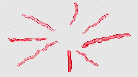 Retro 8Bit Pixel Red Lightning Bolt Radial 4K Loop Alpha Vídeos de archivo 337998645