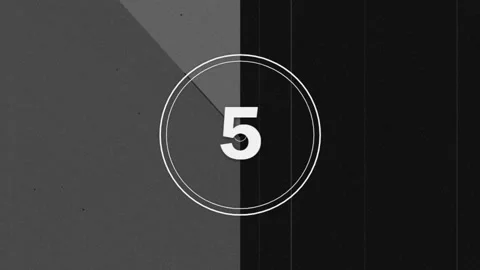 Retro 9 to 1 film countdown animation, classic monochrome vintage movie Stock-Footage 342684624