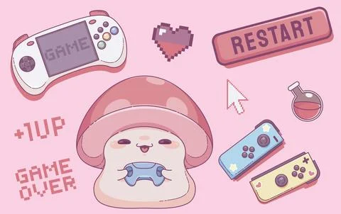 Retro 90s game sticker set. Stock Illustration