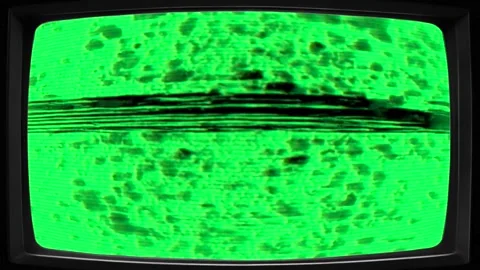 Retro 90s TV Effect Green Screen Overlay with Noisy TV Static Stock Footage 312052640