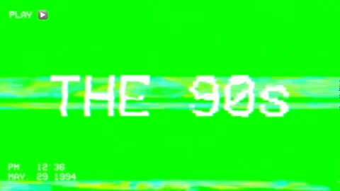 Retro 90s VHS Tape Effect Green Screen Overlay with Tape Scanlines Video stock 312052700