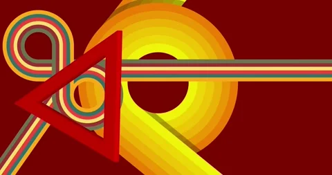 Retro Abstract 70s simple creative Backdrop on red Stock Footage 335851427
