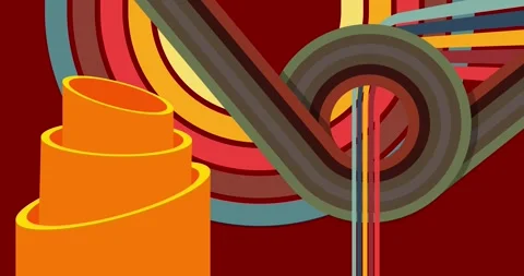 Retro Abstract 70s simple creative Backdrop on red animation Stock Footage 335851432