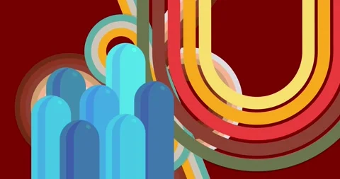 Retro Abstract 70s simple creative Backdrop on red video Stock Footage 335851435