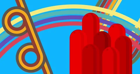 Retro Abstract 70s simple creative Backdrop on blue animation Stock Footage 336035394