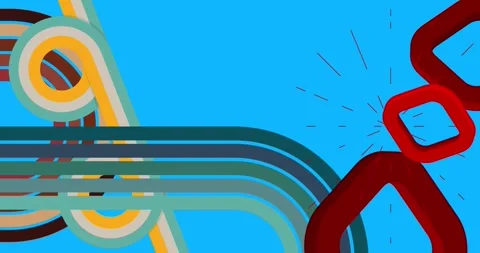 Retro Abstract 70s simple creative Backdrop on blue video Stock Footage 336035396