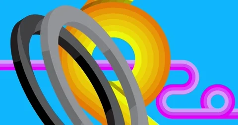 Retro Abstract 70s simple creative Backdrop on blue Stock Footage 336035398