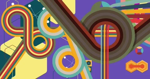Retro Abstract 70s simple creative Backdrop on purple Stock Footage 337277837