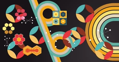 Retro Abstract 70s simple creative Backdrop on black animation Stock Footage 337978028