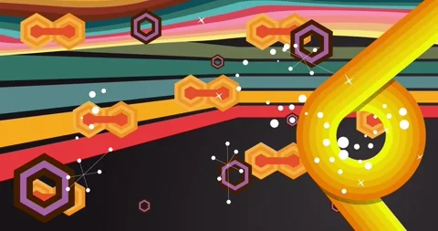 Retro Abstract 70s simple creative Backdrop on black video Stock Footage 337978029