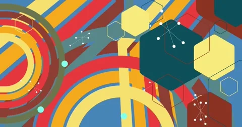 Retro Abstract 70s simple creative Backdrop on blue Stock Footage 338219649