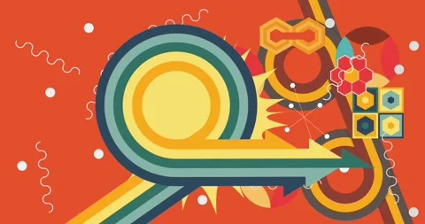 Retro Abstract 70s simple creative Backdrop on orange Stock Footage 338219665