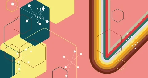 Retro Abstract 70s simple creative Backdrop on pink Stock Footage 338219668