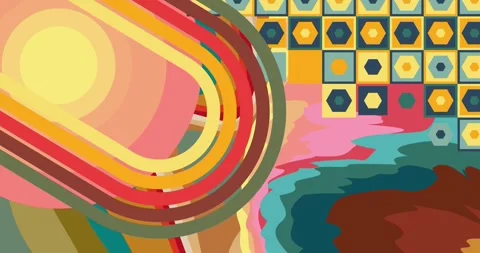 Retro Abstract 70s simple creative Backdrop video Stock Footage 340595085