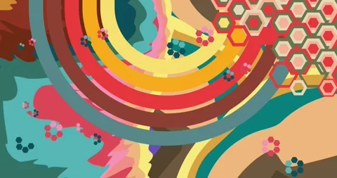 Retro Abstract 70s simple creative Backdrop cartoon Stock Footage 340595087