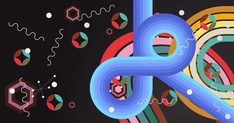 Retro Abstract 70s simple creative Backdrop on black cartoon Stock Footage 346663401