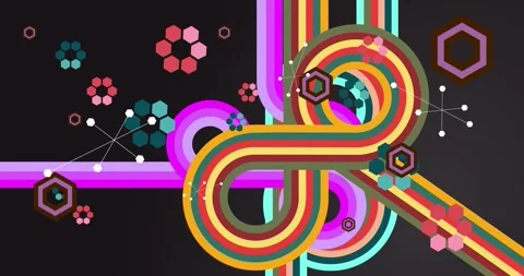 Retro Abstract 70s simple creative Backdrop on black animation Stock Footage 346736461