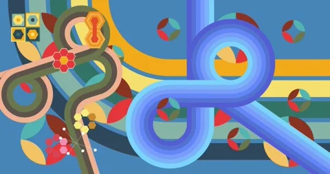 Retro Abstract 70s simple creative Backdrop on blue moving image Stock Footage 346736462