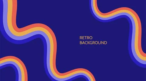Retro abstract background. Colourful linear wavy wallpaper. Vintage curved Stock Illustration