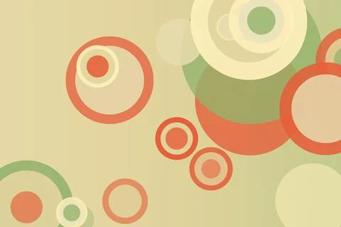 Retro abstract background with overlapping circles in green and orange, cre.. Stock Illustration