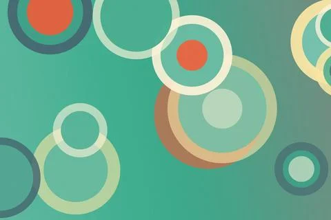 Retro abstract background with overlapping circles in teal, orange, and cre.. Stock Illustration