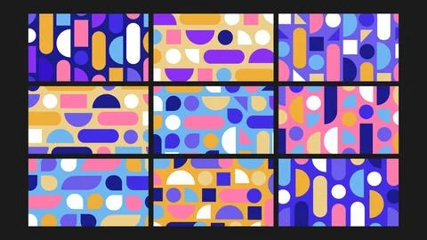 Retro Abstract Colorful Shape Background Set Stock-Illustration
