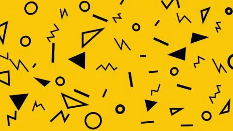 Retro abstract design yellow pattern background with colorful triangles, circles Illustrazione stock