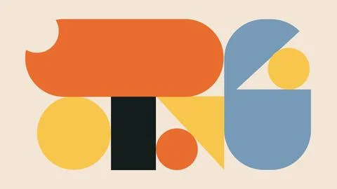 Retro Abstract Geometric Artwork with Bold Stock-Illustration