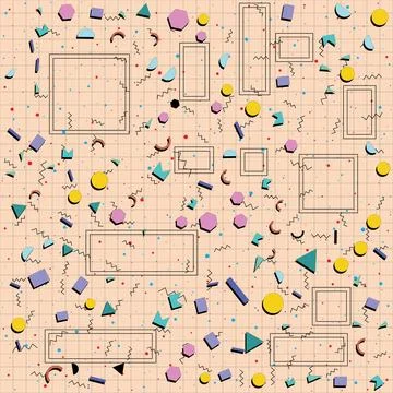 Retro abstract geometric background with grid line. Vector illustration for.. Stock Illustration