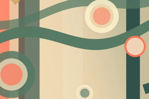 Retro abstract geometric design featuring layered teal waves and cream pane.. Stock Illustration