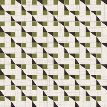 Retro Abstract Grid Mosaic Tile Seamless Pattern. Architectural Geo Background Stock Illustration