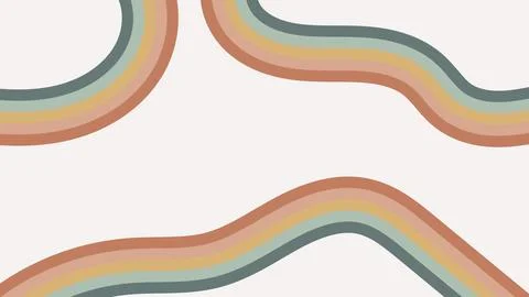Retro abstract hand drawn background with copy space and rainbow colored stripes Stock Illustration