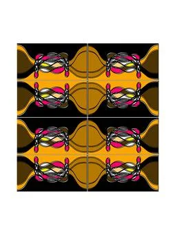 Retro Abstract Interlocking Line Art Pattern in Gold and Pink Illustrazione stock