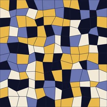 Retro abstract mosaic pattern with yellow and blue tiles for vibrant backdr.. Stock Illustration