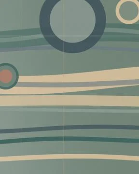 Retro abstract striped background with overlapping circular shapes in muted.. Stock Illustration