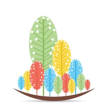 Retro abstract tree forest background design vector Illustration