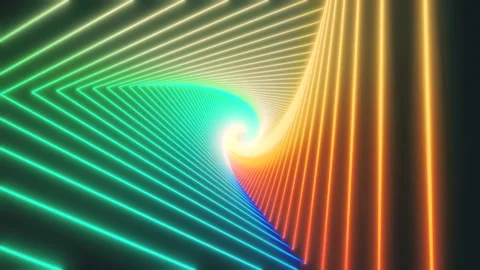 Retro Abstract triangle glowing VJ tunnel video for edm music animation. Flight Stock Footage 142671640
