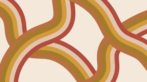 Retro abstract vector background in style 60-70s. Pastel fall colors curves Stock Illustration