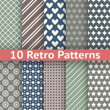 Retro abstract vector seamless patterns 스톡 일러스트