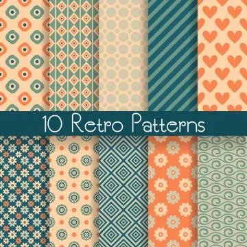 Retro abstract vector seamless patterns Stock Illustration