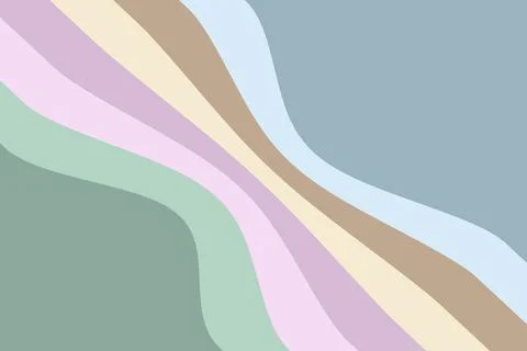 Retro Aesthetic Wavy Stripe Background with Pastel Abstract Fluid Curves Stock Illustration