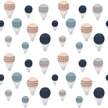 Retro air balloons seamless pattern, colorful vector illustration, ready to use Stock Illustration