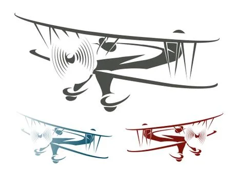 Retro Airplane Emblem Set Stock Illustration