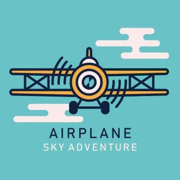 Retro airplane flat image Stock Illustration