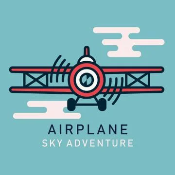 Retro airplane flat image Stock Illustration
